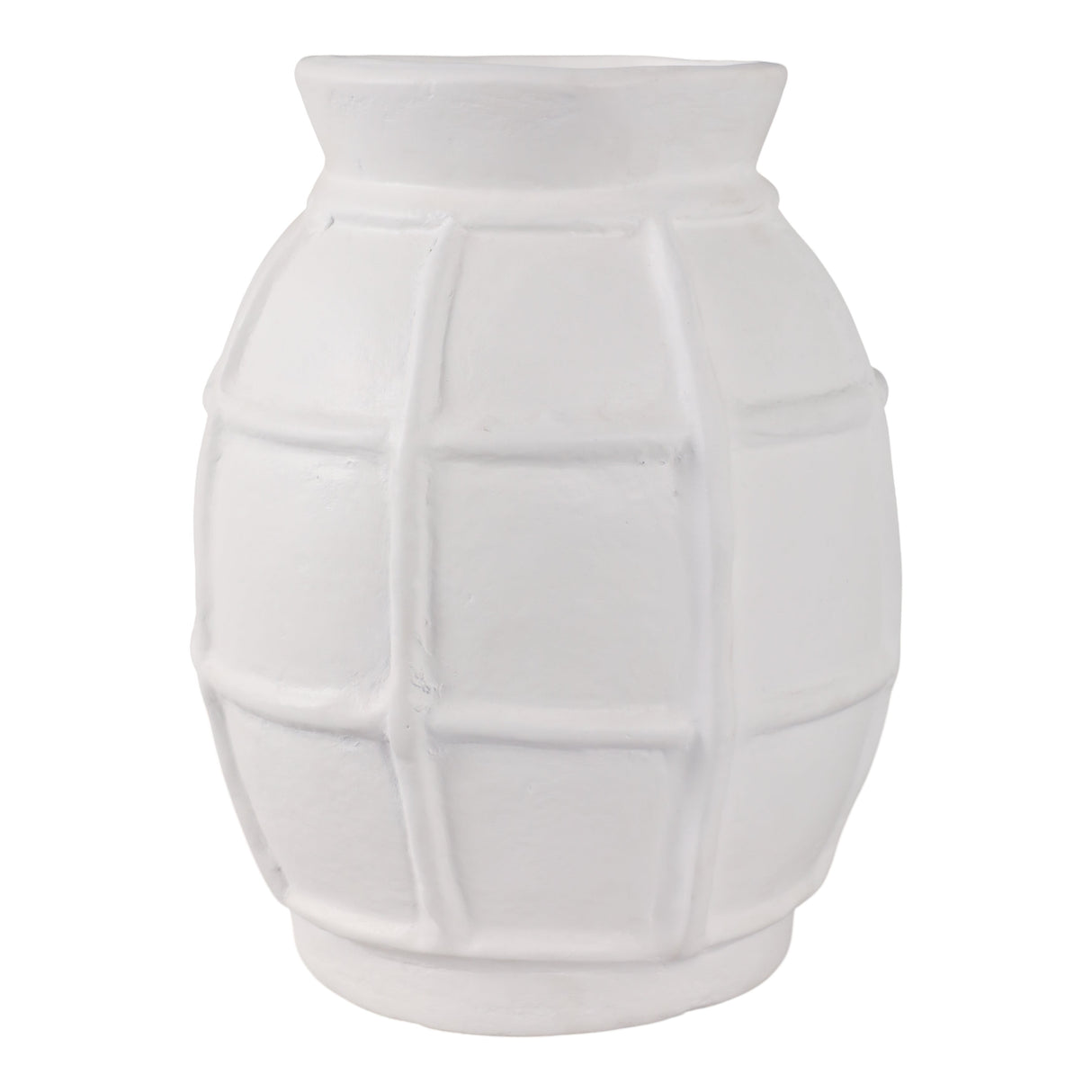 14x11" Windowpane Paper Mache Vase, White