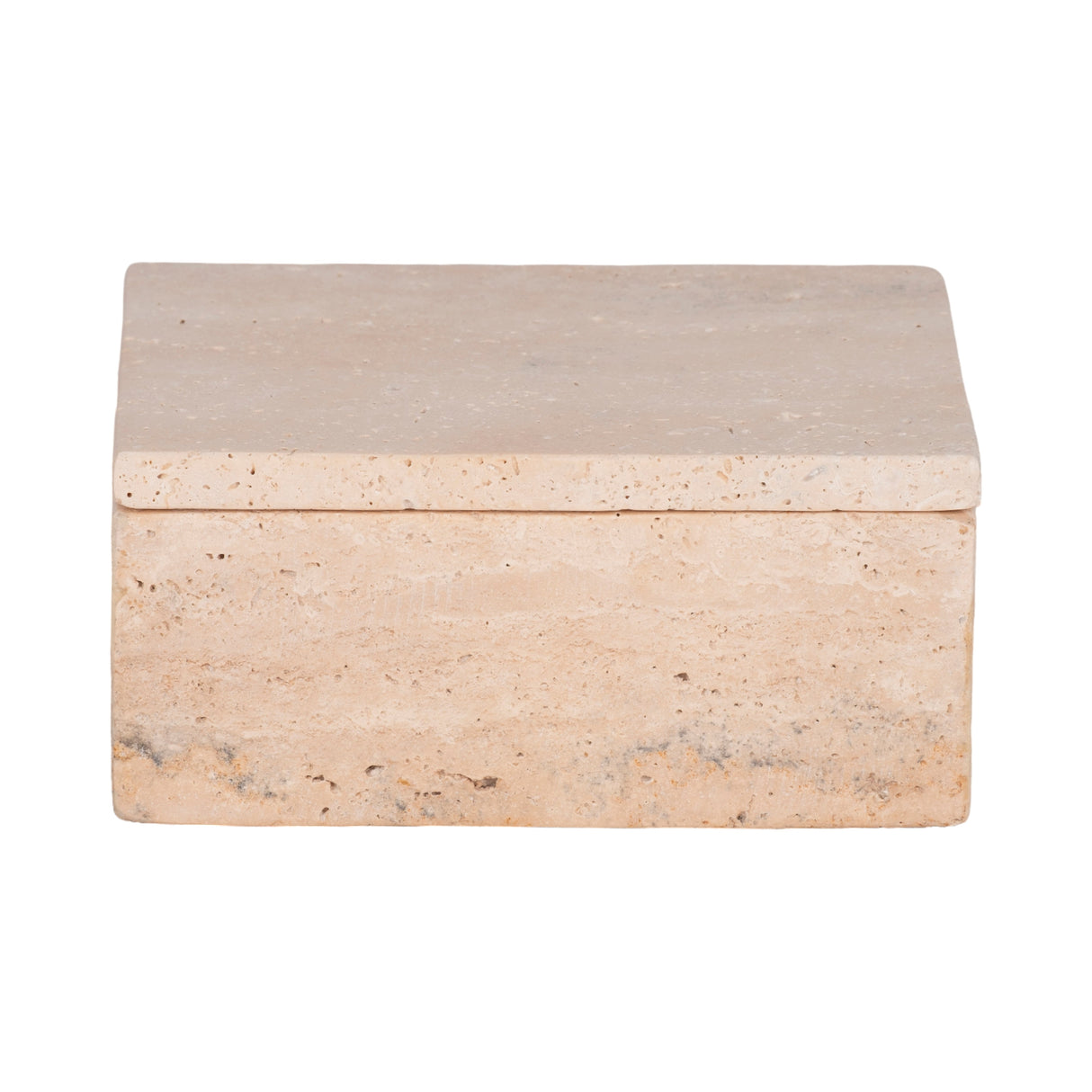 7" Travertine Box, Tan