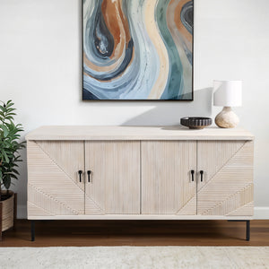 60" Harlow Carved Wood Sideboard, White Washed