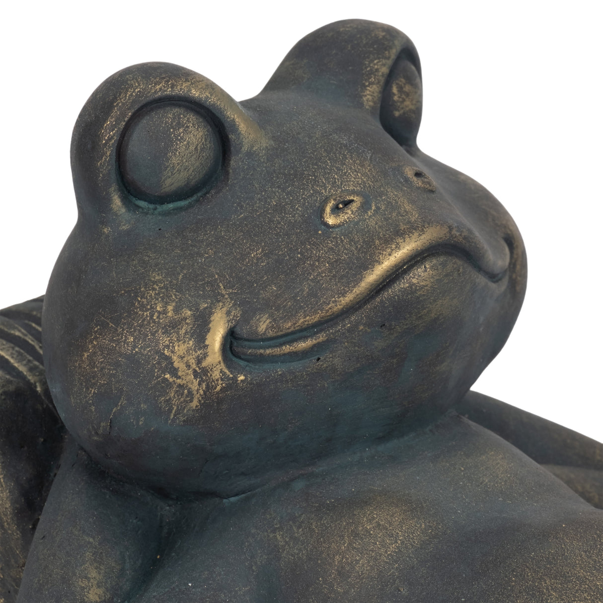 15" Relaxed Frog On Lounger, Bronze