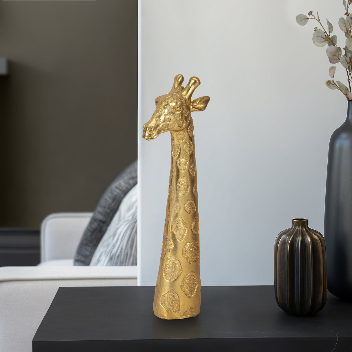 13" Giraffe Head Tabletop Decor, Gold