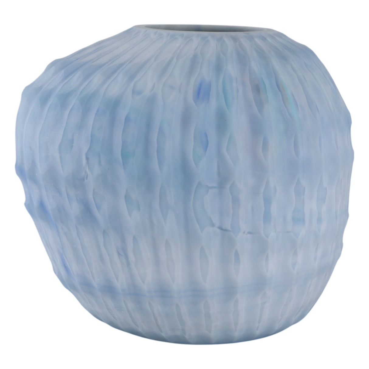 12" Warwick Small Blue Carved Glass Vase