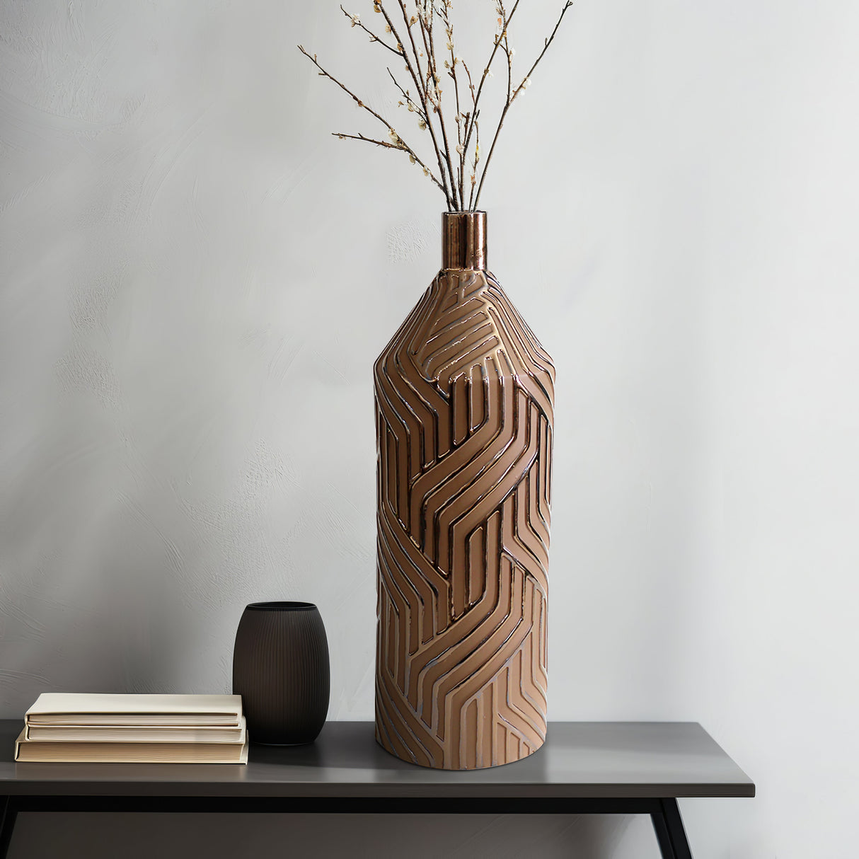 22" Montes Oversized Tribal Vase, Brwn/burnt Gold