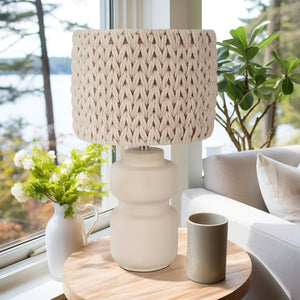 23"ceramic Table Lamp With Macrame Shade