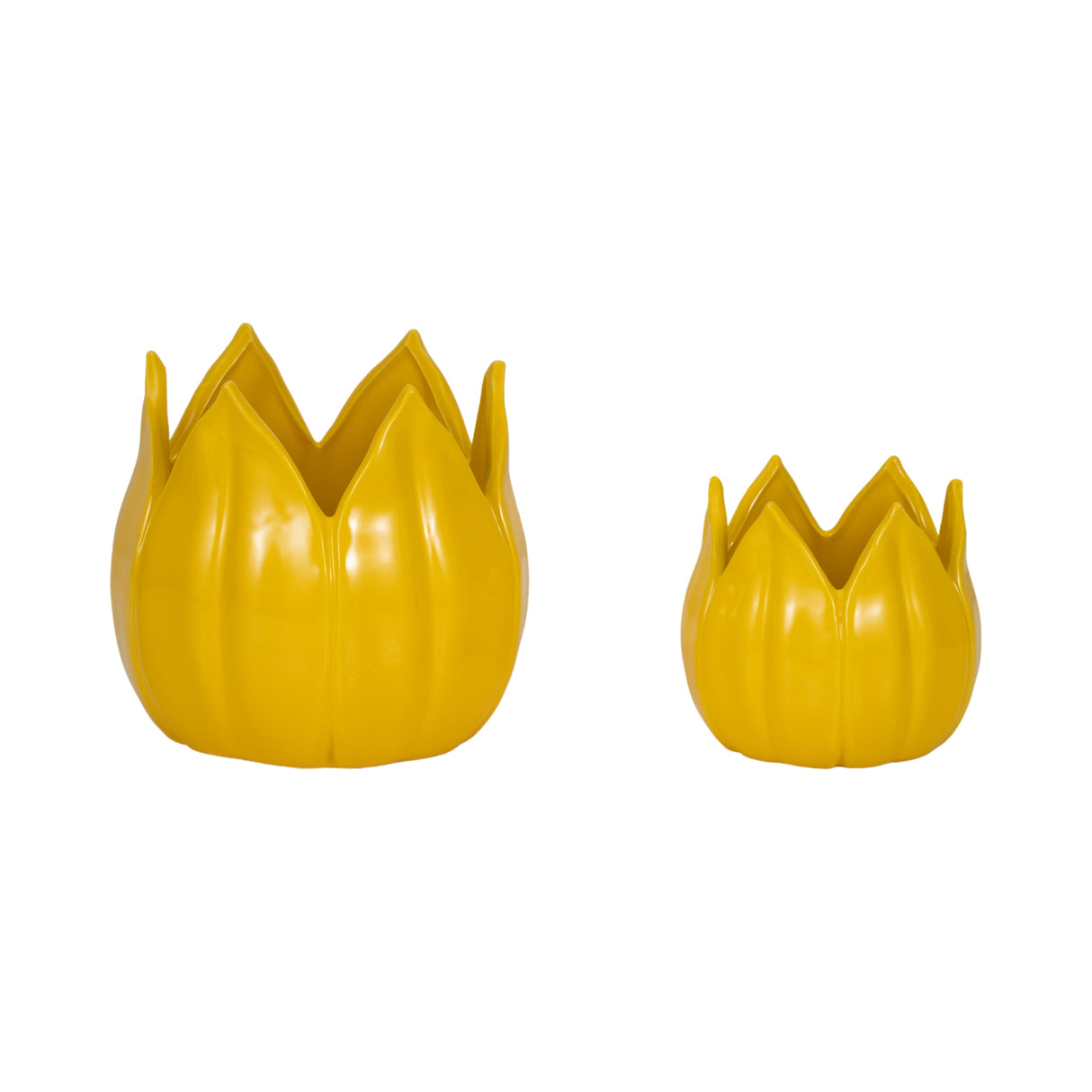 S/2 5/8" Petal Planters, Yellow