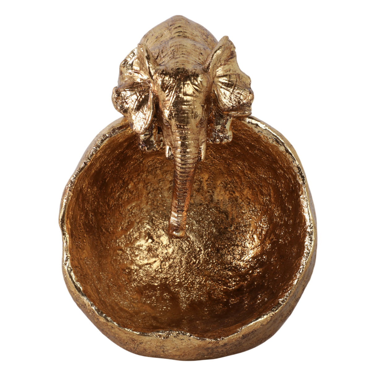 7x6" Elephant Looking Into Bowl, Gold