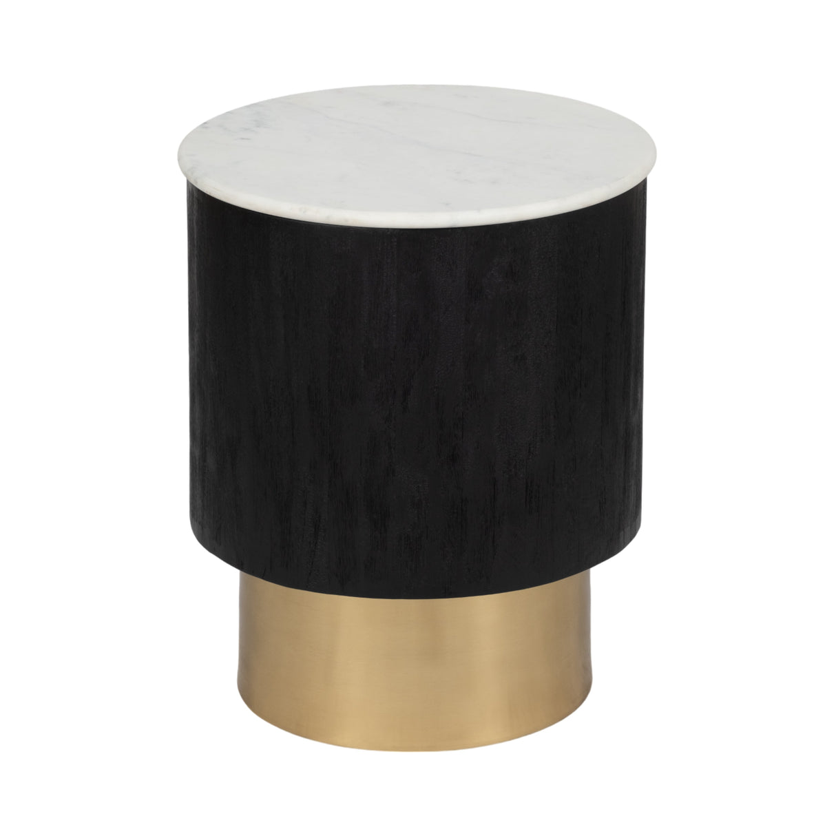 20" Gold Pedestal Accent Table Marble Top, Wht/blk