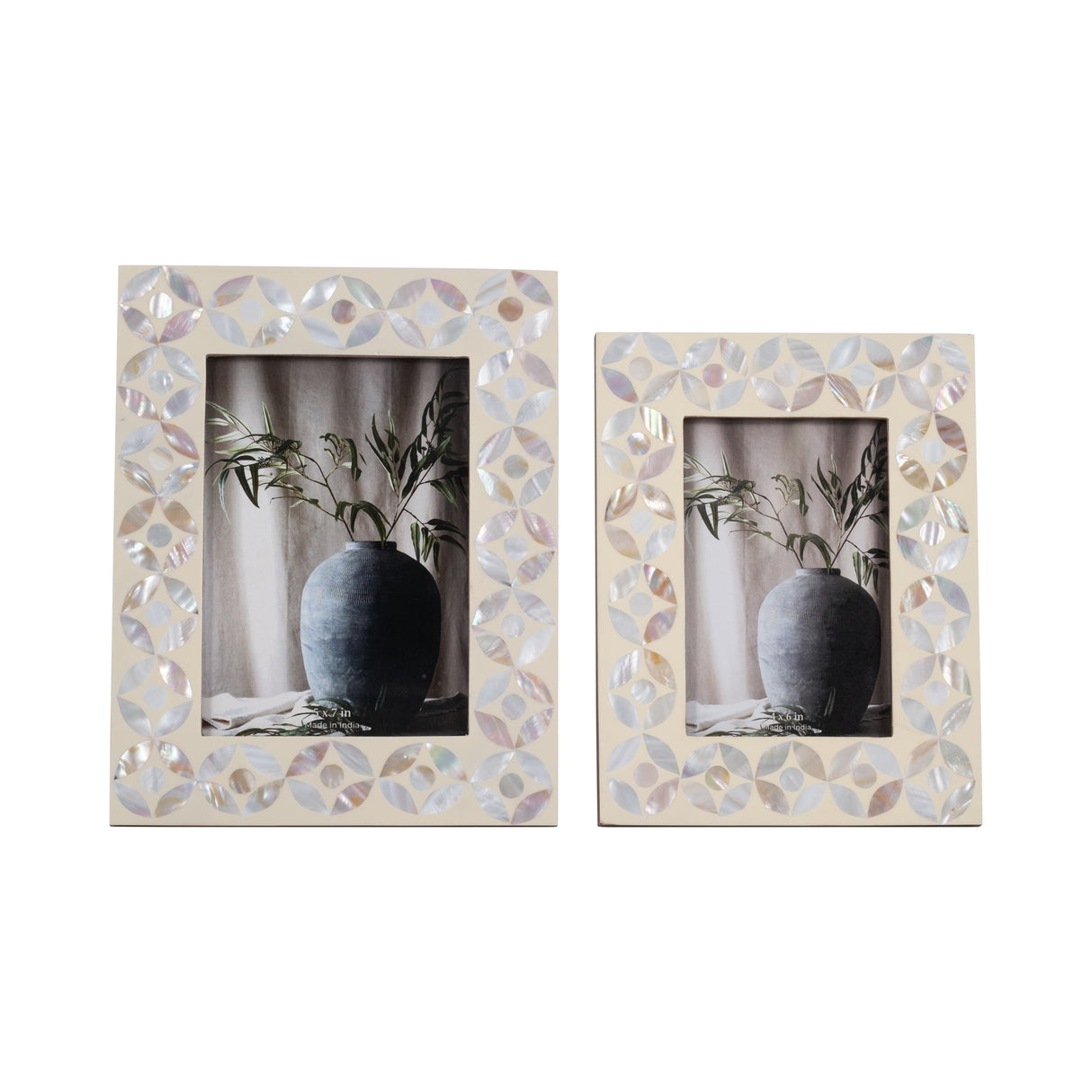 4x6 Mother Of Pearl Photo Frame, Ivory