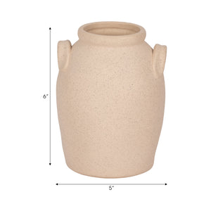 6" Textured Jug With Handles, Sand