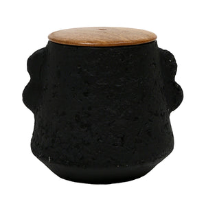 4" 8 Oz Balsam & Myrrh Eared Candle With Lid, Blk