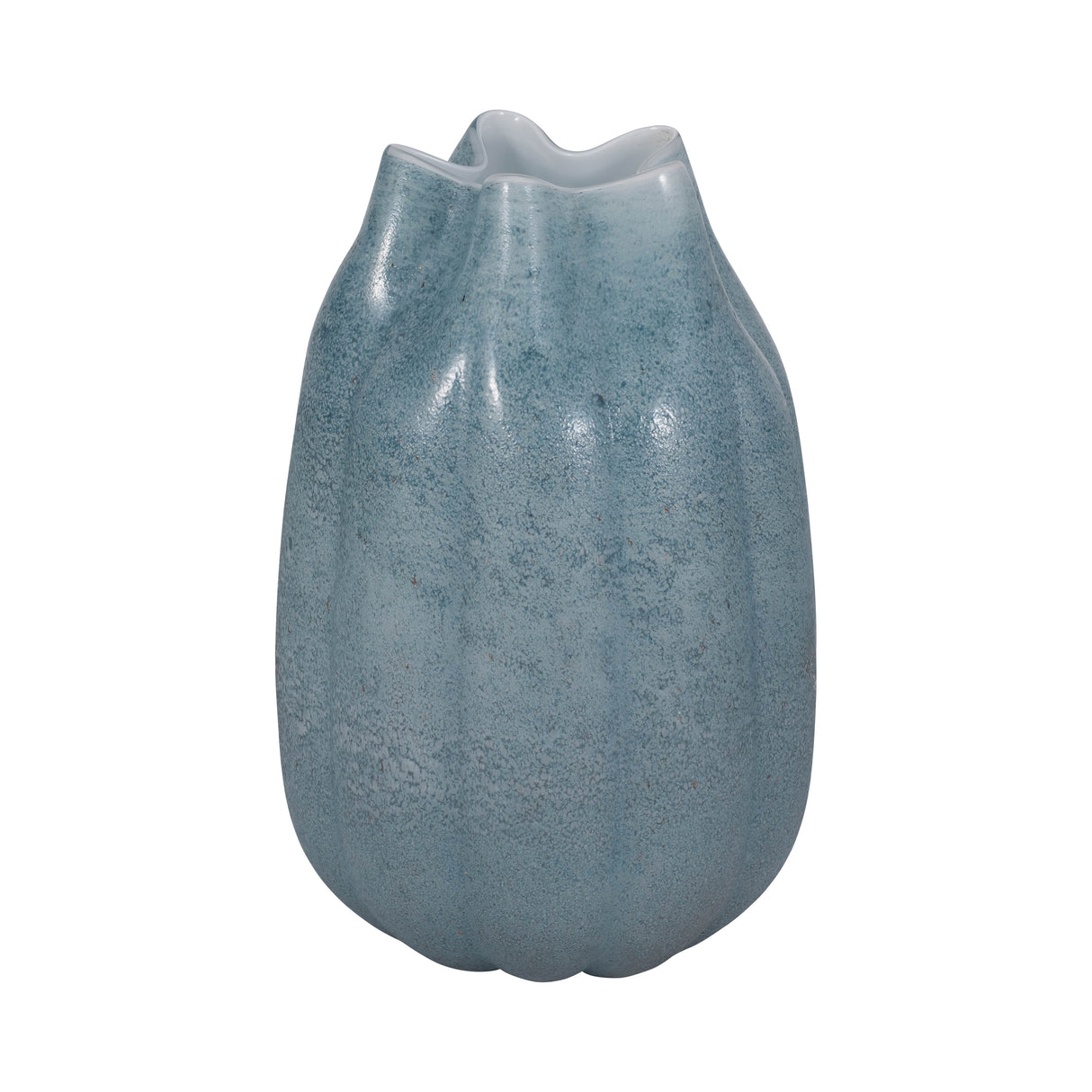 14" Glass Sea Urchin Vase, Blue