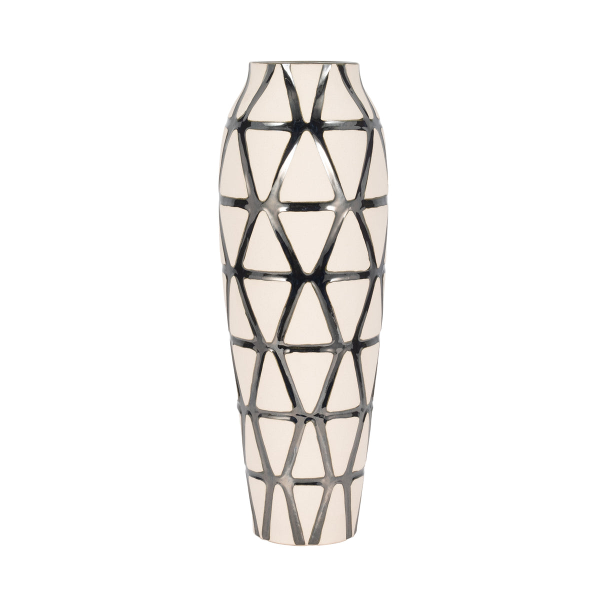 22" Fabiola Oversized Tribal Vase, Pewter