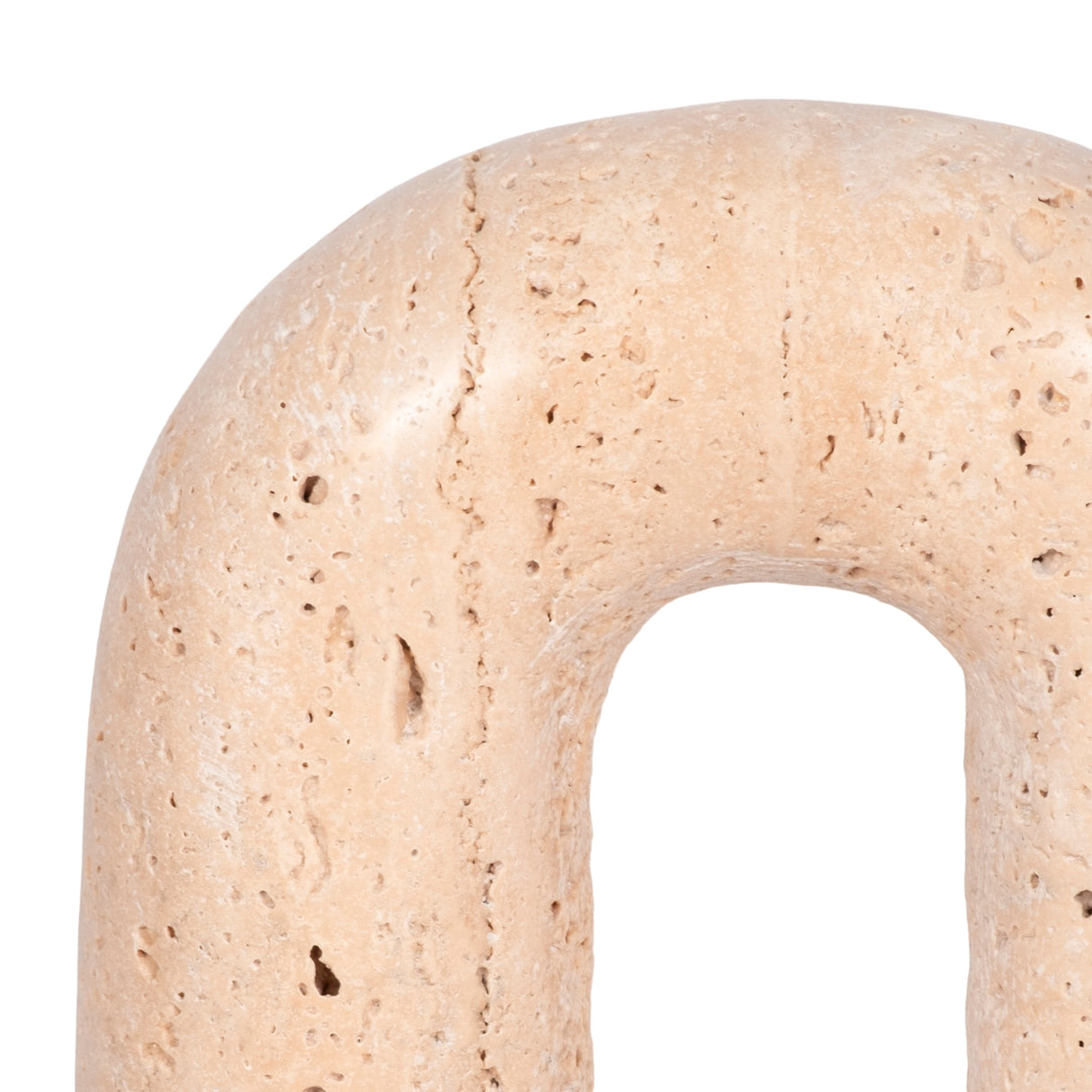 6" Rounded Travertine Arch Object, Tan