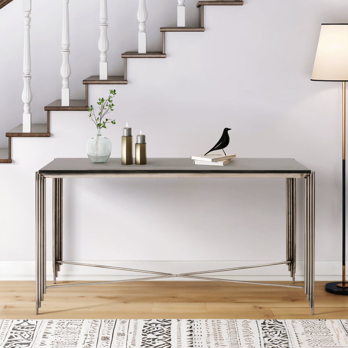 54" Aldine Stainless Steel Console Table