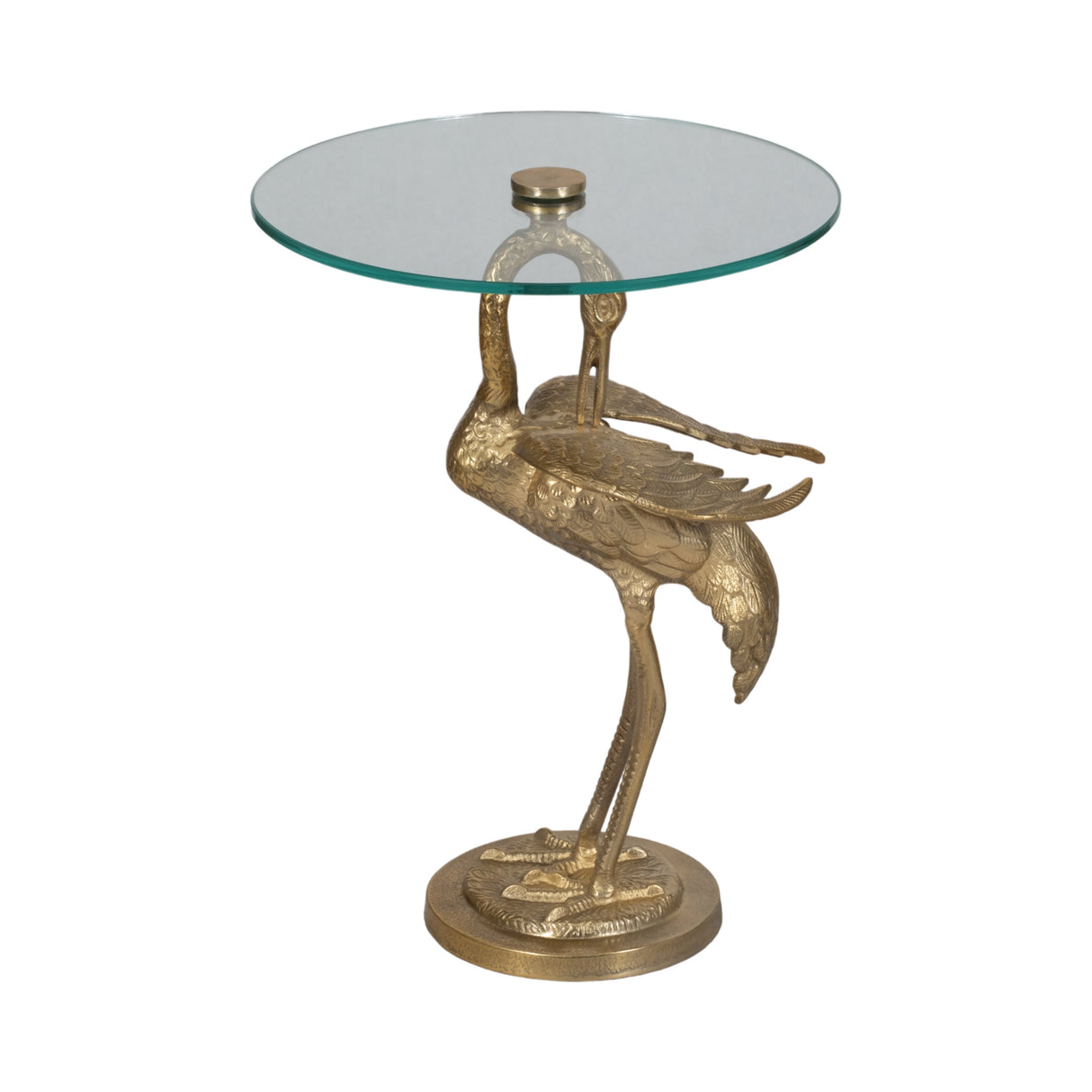 20" Crane Base Accent Table, Gold Kd