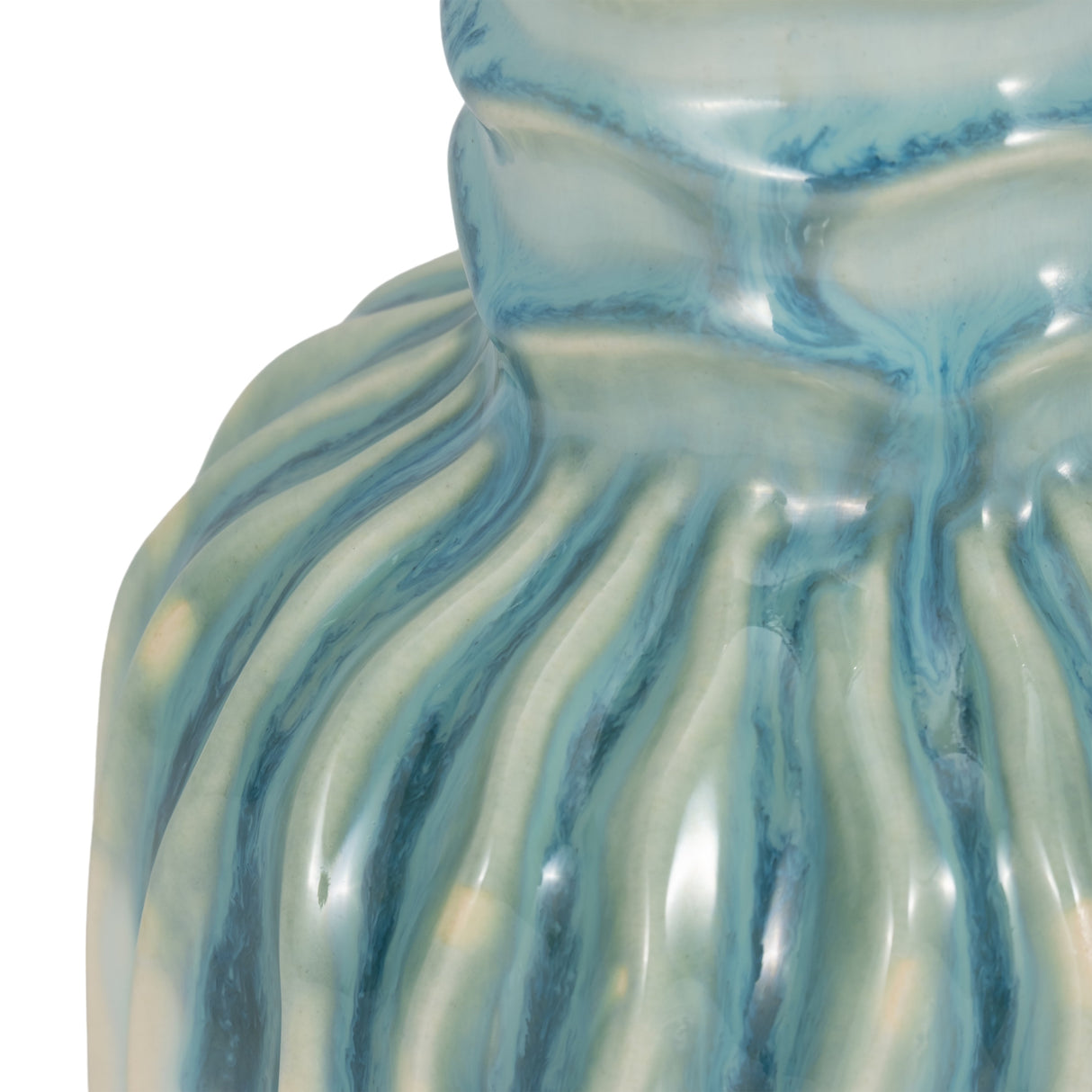 8" Coastal Ribbed Bud Vase Reactive Finish, Blue