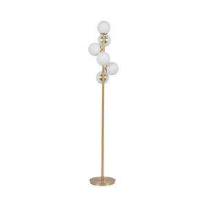 Glass 72" Frosted Globe Floor Lamp, Gold