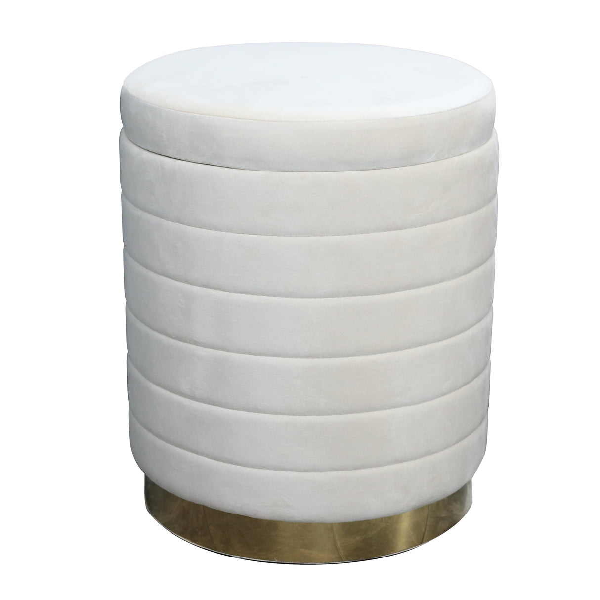 19" Stirling Cream Velvet Storage Stool