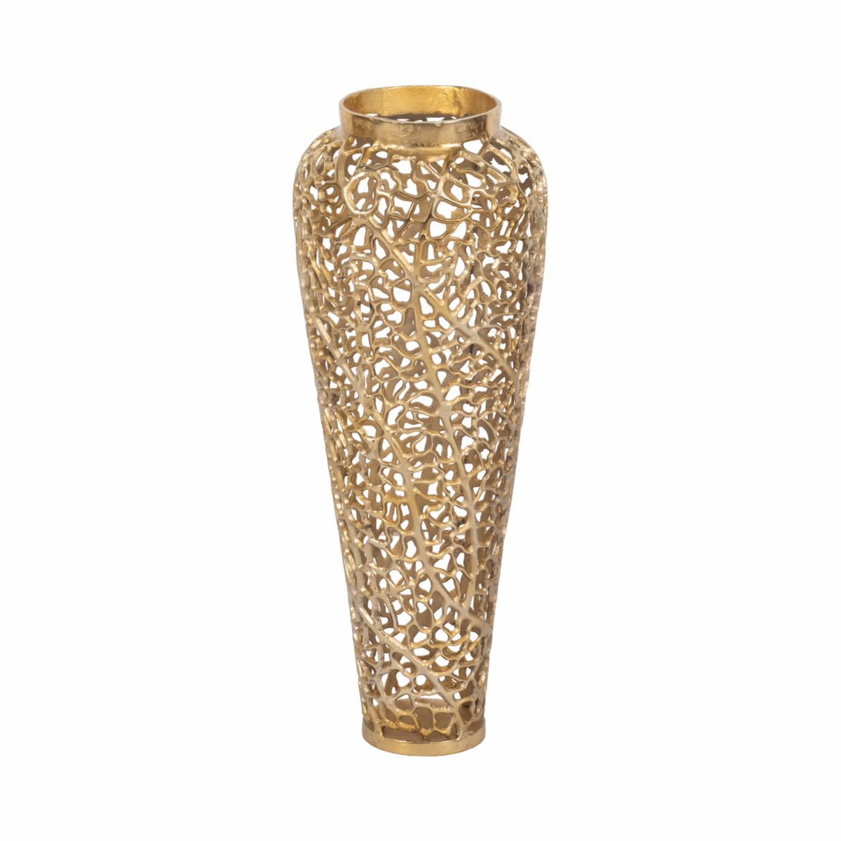 26" Fauna Metal Bouquet Floor Vase, Gold