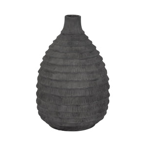 15" Faded Ribbed Bulbous Vase, Black