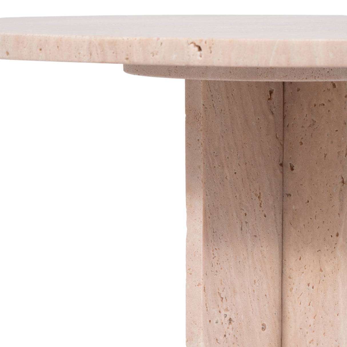 18" Travertine Accent Table Kd, Tan