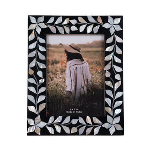 5x7 Mother Of Pearl Inlay Vine Photo Frame, Black