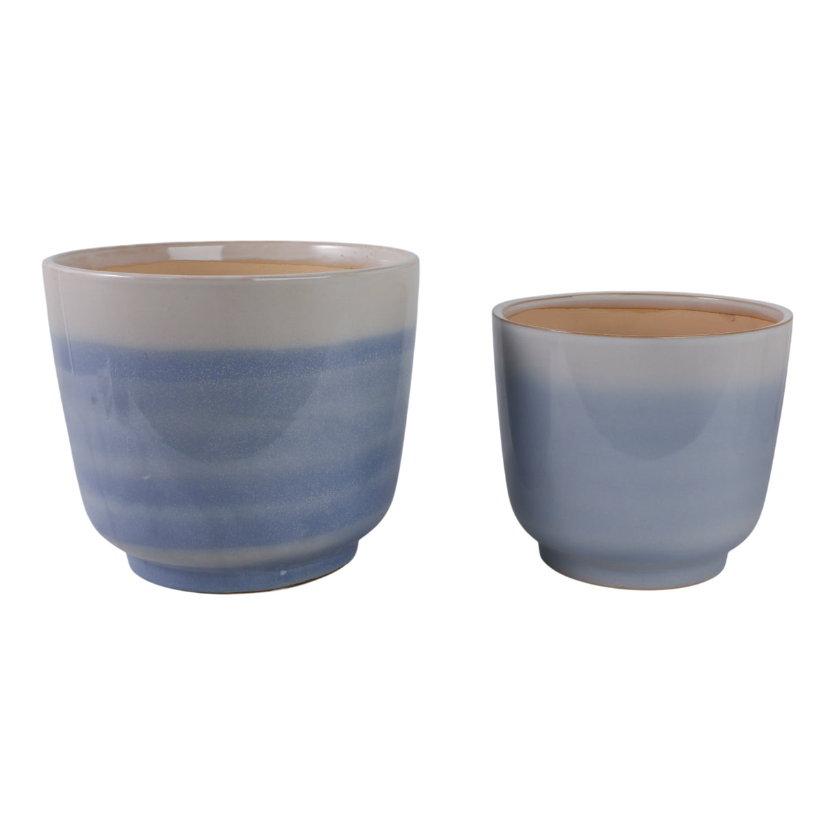 S/2 10/12" Reactive Glazed Planters, Baby Blue