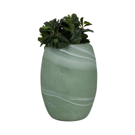 16" Garbo Large Green Glass Vase