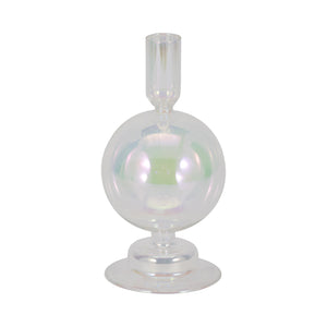 7" Glass Bubble Taper Candle Holder, Luster