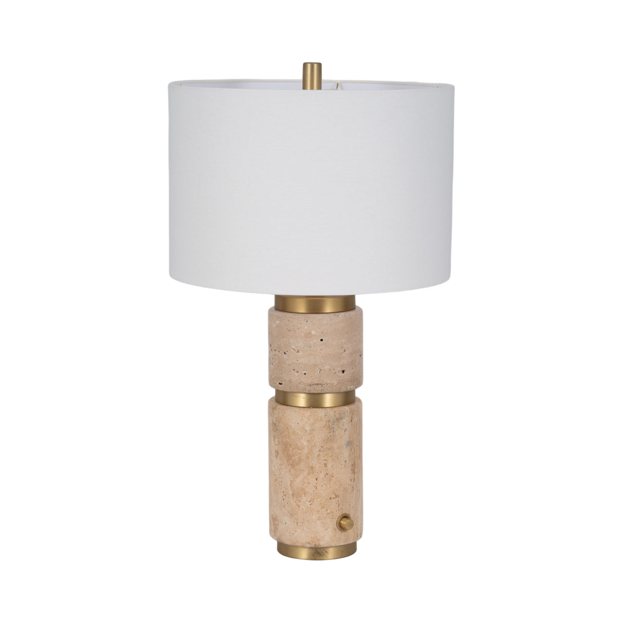 26" Knox Travertine Table Lamp, Gold/ivory