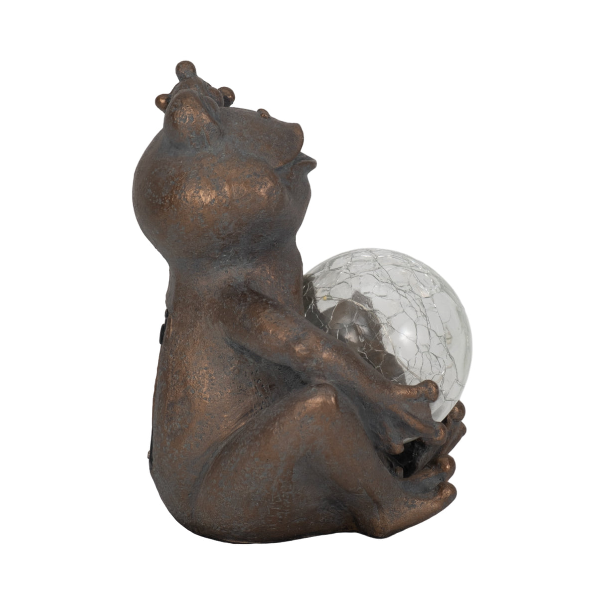 7" Frog With Solar Orb, Antique Copper