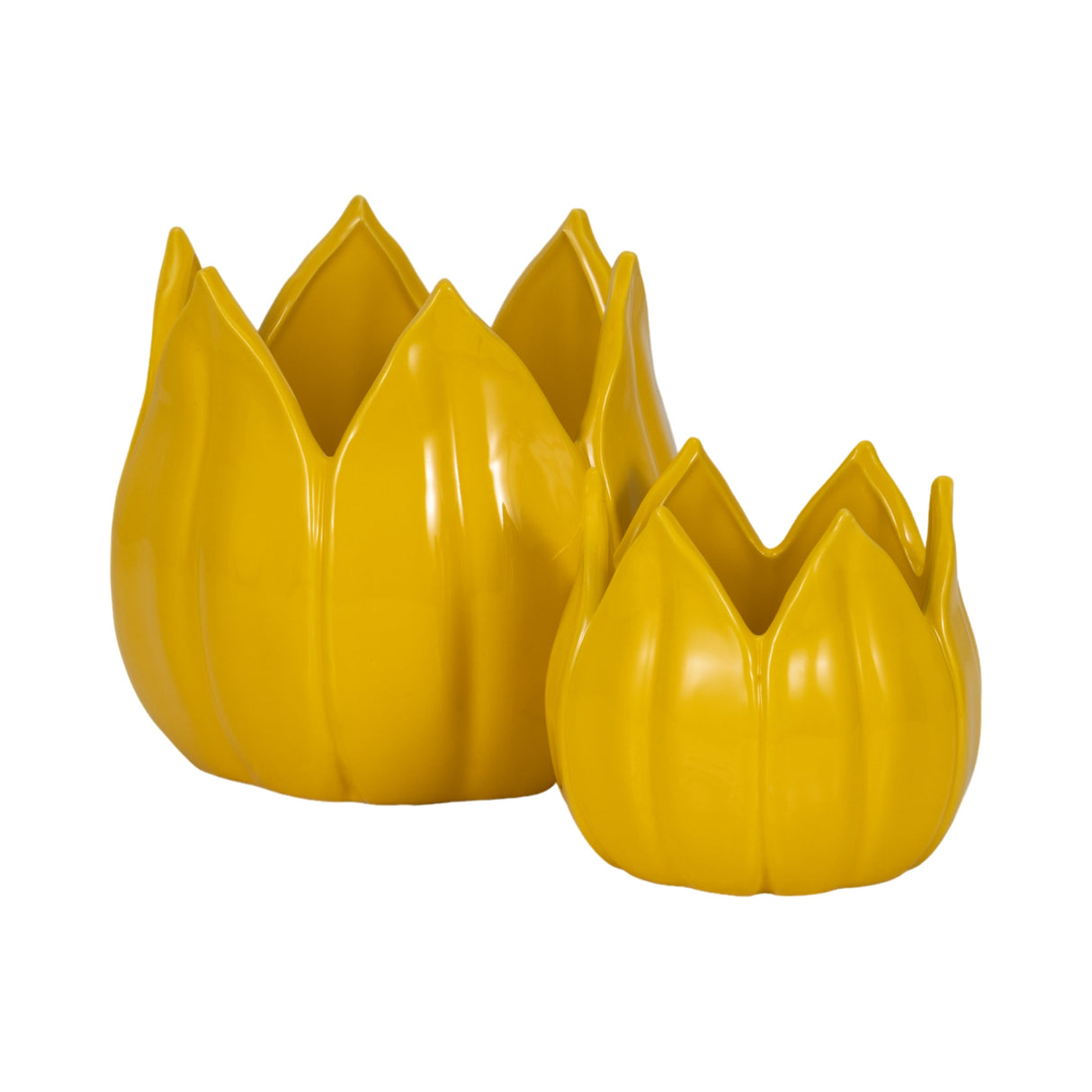 S/2 5/8" Petal Planters, Yellow