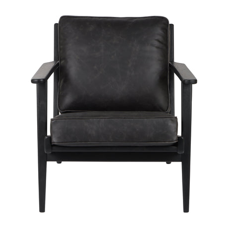 33" Andromeda Top Grain Leather Accent Chair, Blk