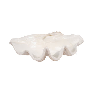 25" Pearlized Clam Shell Bowl, Ivory