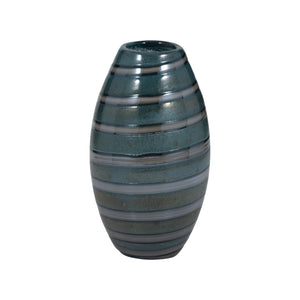 10" Santiago Striped Blue Glass Vase