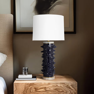 Ceramic 31" Spikey Table Lamp, Navy