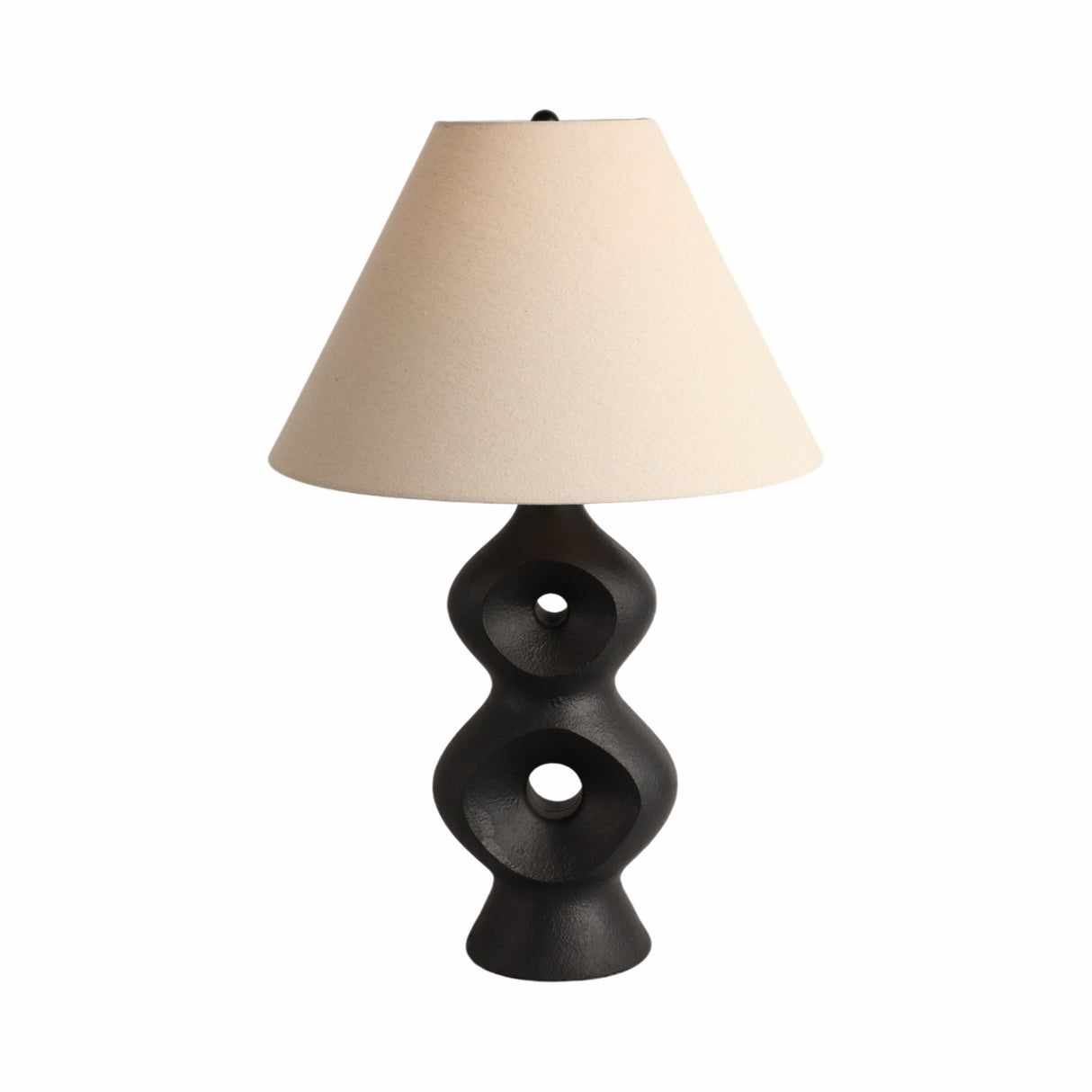 28" Open Cut-out 8 Table Lamp, Black/tan