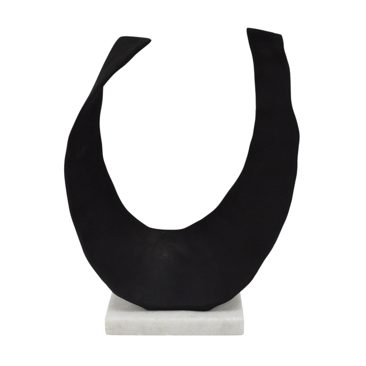 18" Curved Horseshoe On Marble Base, Black/white