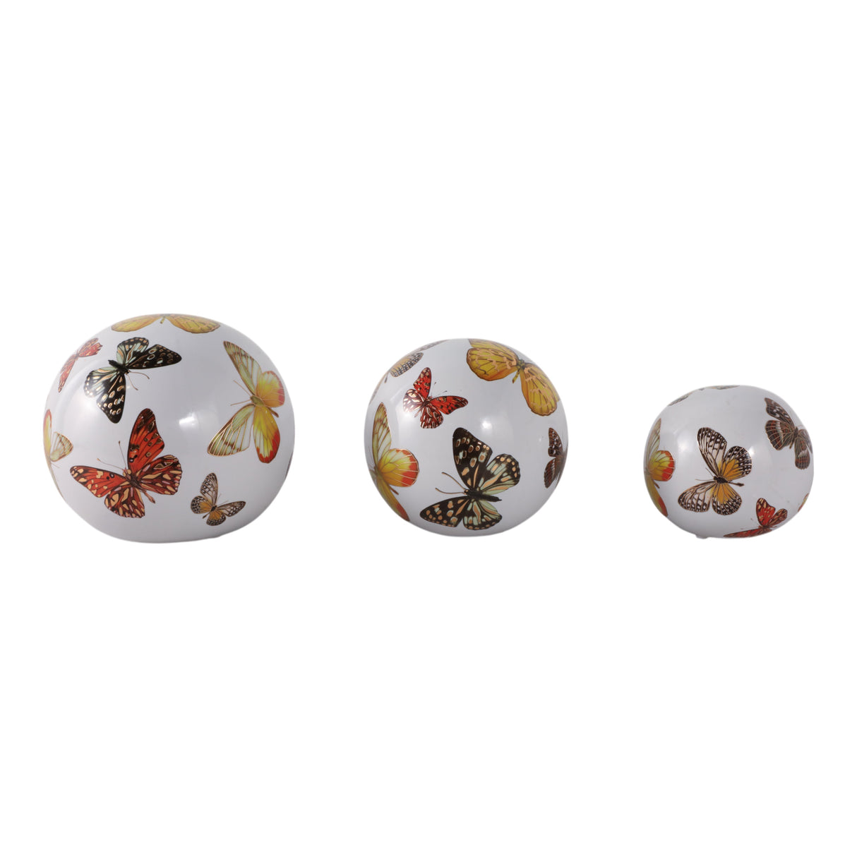 S/3 4/5/6" Butterfly Print Orbs, Multi