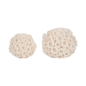 7" Round Coral Orb, Ivory