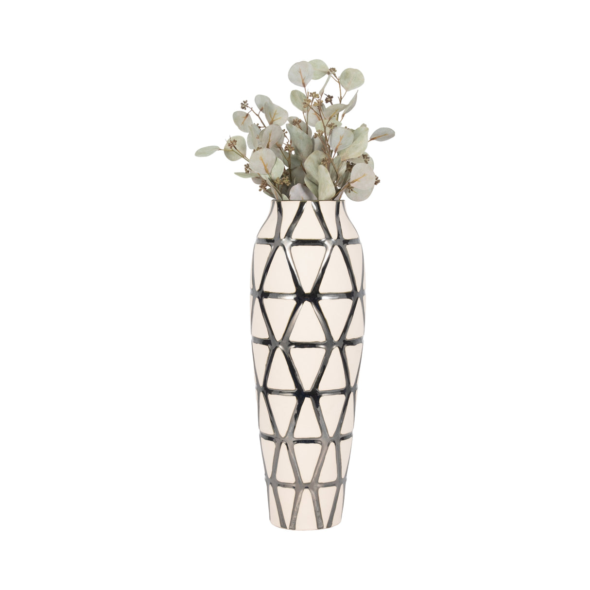 22" Fabiola Oversized Tribal Vase, Pewter