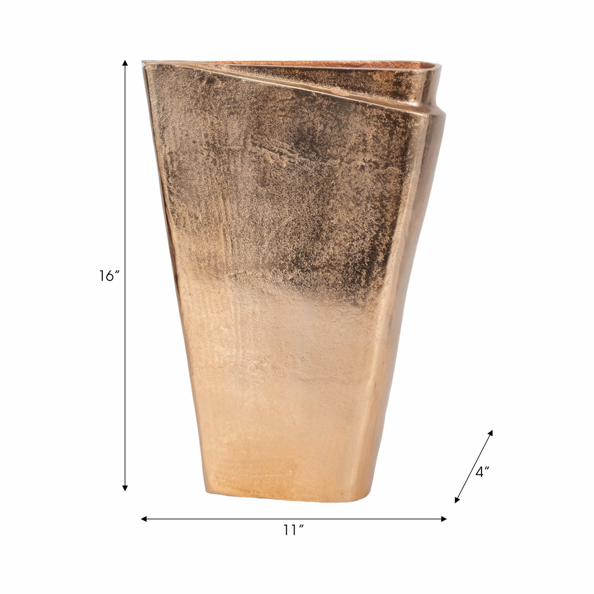 16" Balee Metal Origami Vase, Champagne