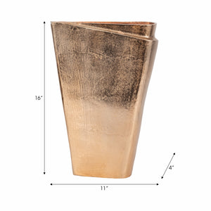 16" Balee Metal Origami Vase, Champagne