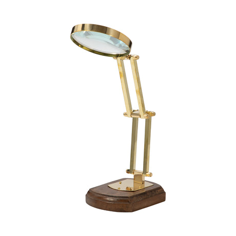 16" Kane Wood Base Magnifying Glass, Gold