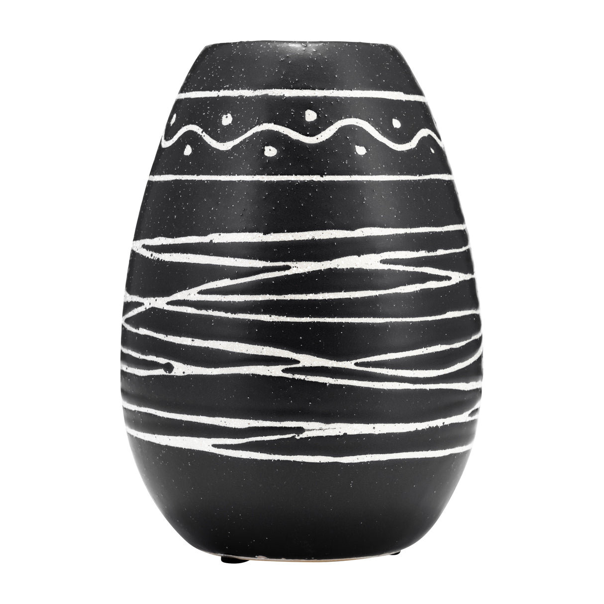 CER, 8"H TRIBAL VASE, BLACK/WHITE