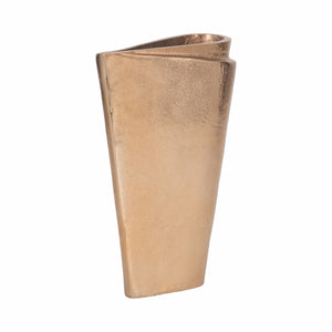 12" Balee Metal Origami Vase, Champagne