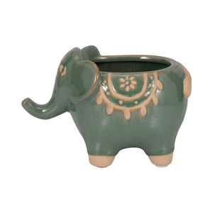 7" Elephant Planter, Green