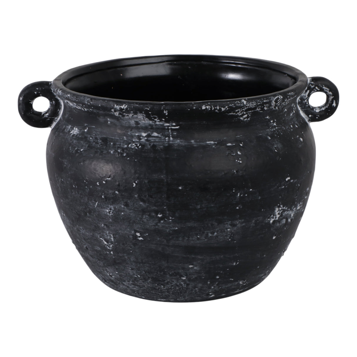 13" Textured Stoneware Jug Planter, Black