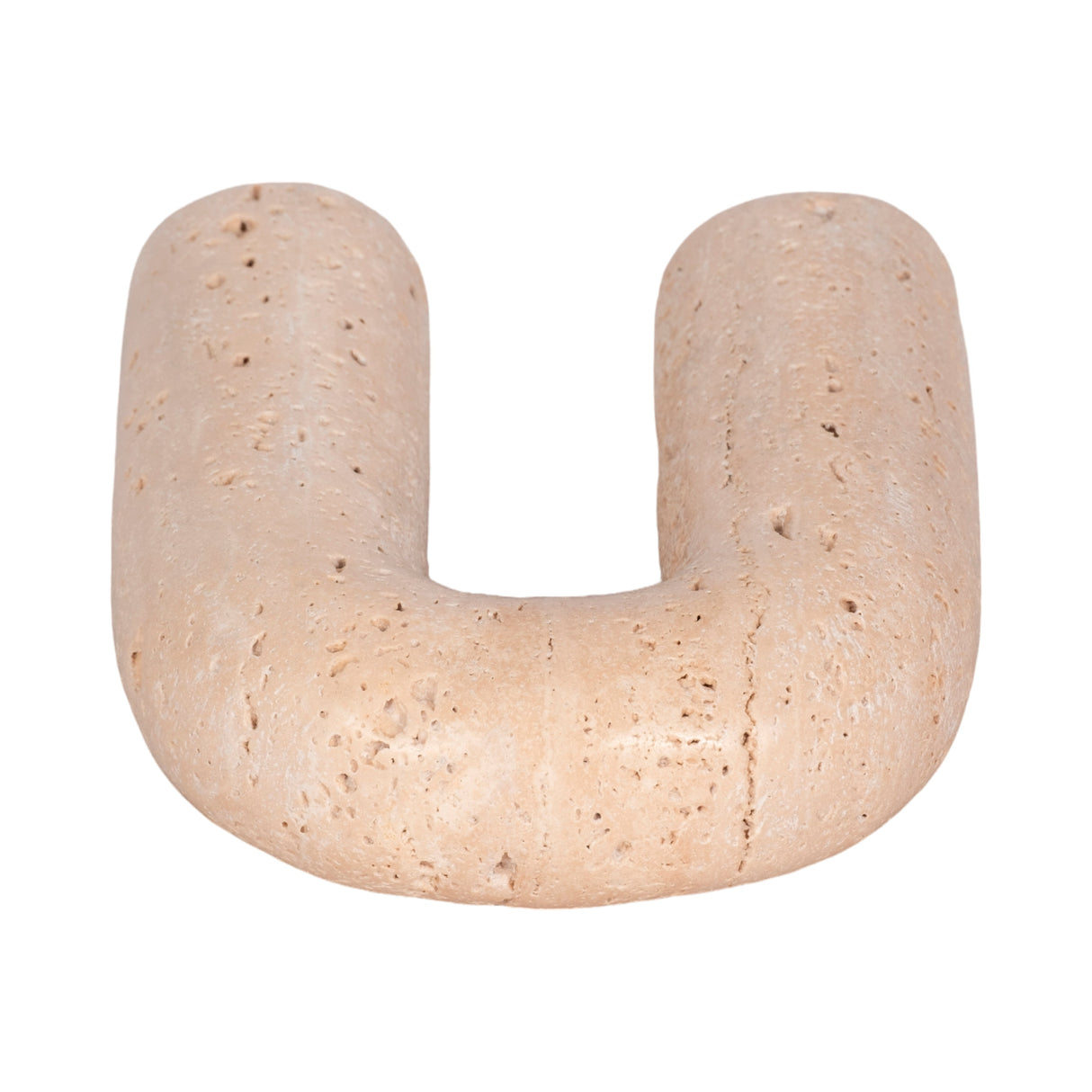 6" Rounded Travertine Arch Object, Tan