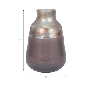 12" 2-tone Glass Vase, Grey Multi